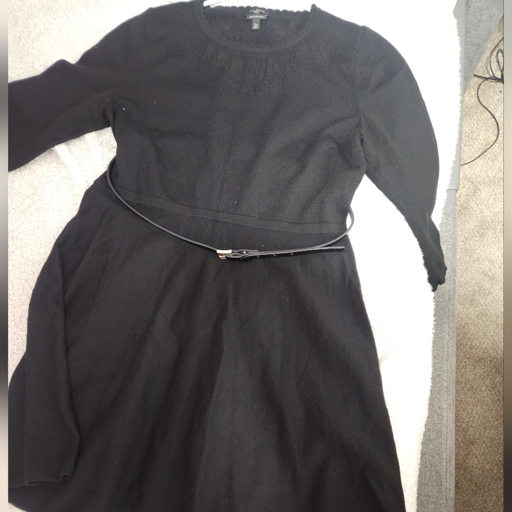 Talbots Black Long Sleeve Dress with Belt